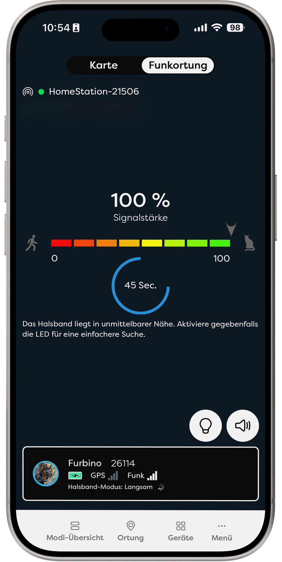 petTracer App: Funk-Peilung mit Signalstärke